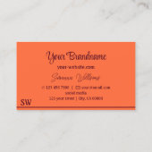 モノグラムシンプルシックとオストライプレンジレッドデコール 名刺 (裏面)