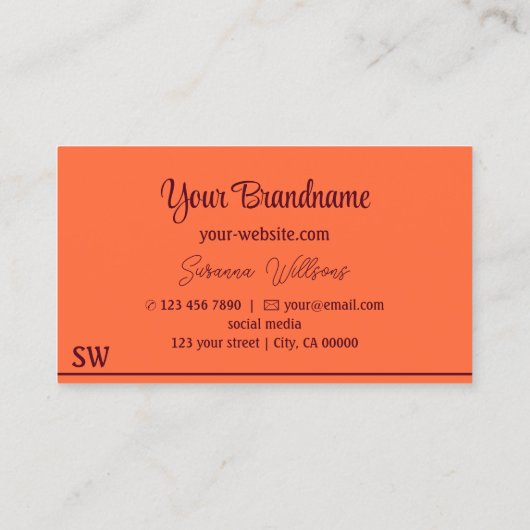 モノグラムシンプルシックとオストライプレンジレッドデコール 名刺 (裏面)