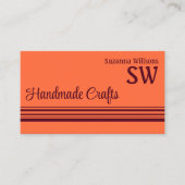 モノグラムシンプルシックとオストライプレンジレッドデコール 名刺 (正面)