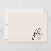 モノグラムシンプルスクリプトシック赤面ソーシャルNotecard ノートカード (正面)