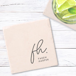 モノグラムシンプルスフェミニンクリプト赤面ピンクシック ストーンコースター