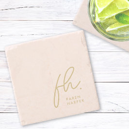 モノグラムシンプルスフェミニンクリプト赤面ピンク金ゴールド ストーンコースター