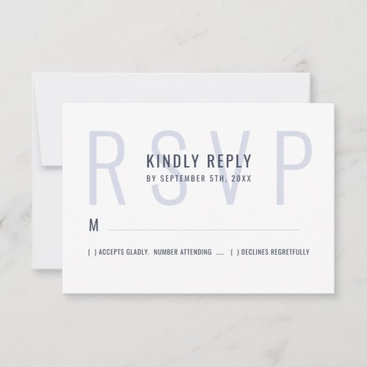 モノグラムシンプルタイポグラフィはっきりしたモノク結婚ロ 出欠カード (正面)