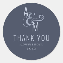 モノグラムシンプルタイポグラフィエレガントサンキュー ラウンドシール