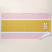 モノグラムシンプルピンクオレンジストライプビーチタオル ビーチタオル (正面)