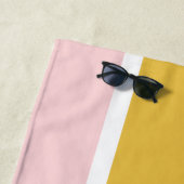 モノグラムシンプルピンクオレンジストライプビーチタオル ビーチタオル (インサイチュ)