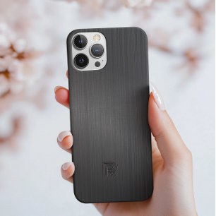 モノグラムシンプルブラックブラッシュアルミニウムテクスチャ Case-Mate iPhone 14 PROケース
