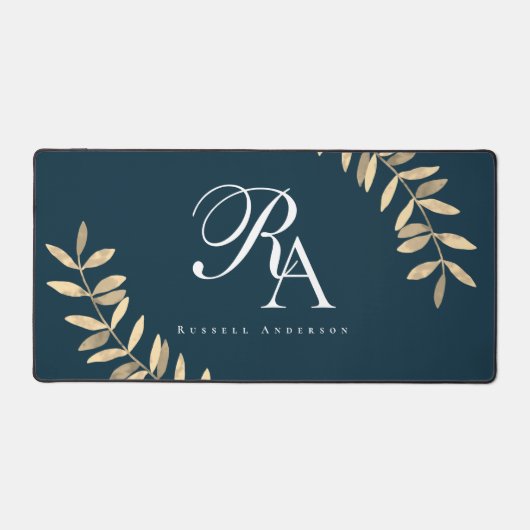 モノグラムシンプルブルー デスクマット (正面)