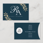 モノグラムシンプルブルー 名刺 (正面/裏面)