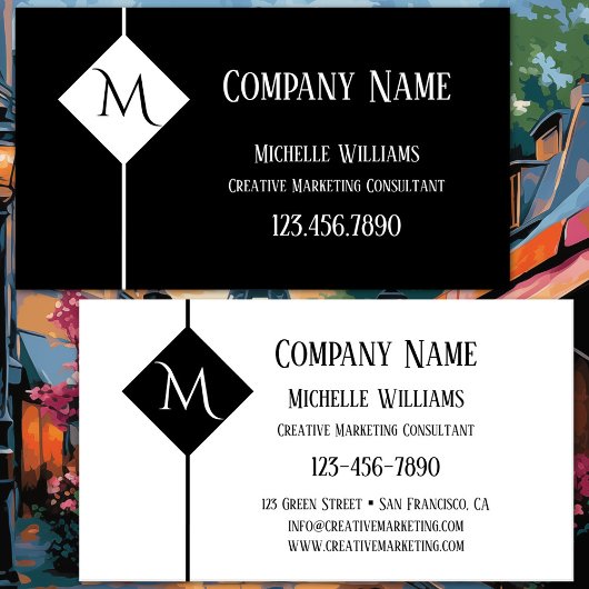 モノグラムシンプルプロフェッショナル白黒 名刺