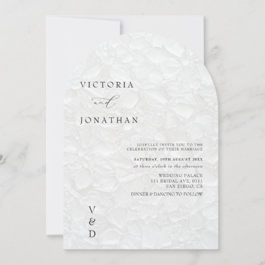 モノグラムシンプルホワイト結婚式招待状 招待状 (正面)