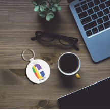 モノグラムシンプルミニマル文字キーチェーン