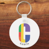 モノグラムシンプルミニマル文字キーチェーン キーホルダー (正面)