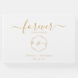 モノグラムシンプルミニマル金ゴールドとホワ結婚イト ゲストブック