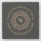 モノグラムシンプルモダンブラック金ゴールド ストーンコースター (正面)