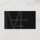 モノグラムシンプルモダンミニマリストブラック 名刺 (正面)