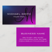モノグラムシンプルモダンミニマリストブルーパープル 名刺 (正面/裏面)