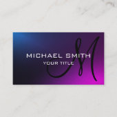 モノグラムシンプルモダンミニマリストブルーパープル 名刺 (正面)