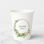 モノグラムシンプルユエレガントーカリプタスウェディングステッカー 紙コップ (裏面)