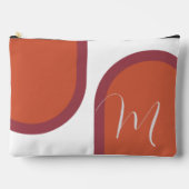 モノグラムシンプル付きコーラルマゼンタピンクアーチ アクセサリーポーチ (正面)