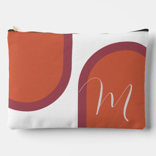 モノグラムシンプル付きコーラルマゼンタピンクアーチ アクセサリーポーチ (正面)