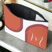 モノグラムシンプル付きコーラルマゼンタピンクアーチ アクセサリーポーチ