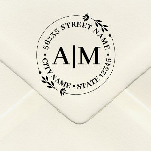 モノグラムシンプル植物性差出人住所結婚ズ ラバースタンプ