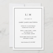 モノグラムシンプル白黒お祝い 招待状 (正面)