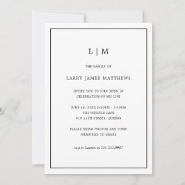 モノグラムシンプル白黒お祝い 招待状