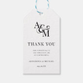 モノグラムシンプル白黒結婚ズサンキュー ギフトタグ (正面)