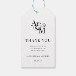 モノグラムシンプル白黒結婚ズサンキュー ギフトタグ