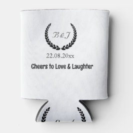 モノグラムシンプル結婚式の引き出物ブラック&ホワイト 缶クーラー