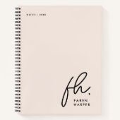 モノグラムシンプル赤面ピンクパーソナライズされた ノートブック (正面)