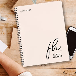 モノグラムシンプル赤面ピンクパーソナライズされた ノートブック