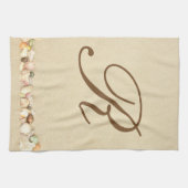 モノグラムシーシェルズオンビーチサンドパーソナライズされた キッチンタオル (横)