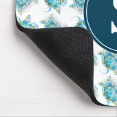 モノグラムシータートルパターンターコイズブルー マウスパッド (コーナー)