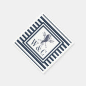 モノグラムシ航海のーホースネイビーブルーストライプル スタンダードカクテルナプキン (角)