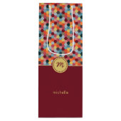 モノグラムジオメトリックブルゴーニュ六角ワイン抱き枕 ワインギフトバッグ (正面)