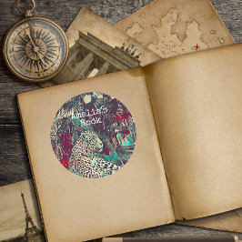 モノグラムジャングルキャット蔵書票 ラウンドシール