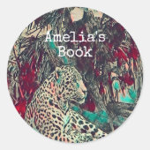 モノグラムジャングルキャット蔵書票 ラウンドシール (正面)