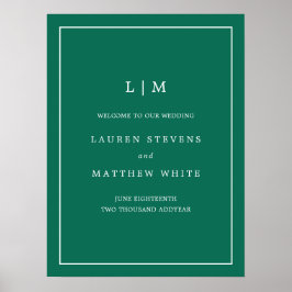 モノグラムジュエルントーンエメラルドグリーン結婚ウェルカム ポスター