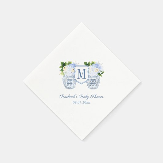 モノグラムジンジャージャーフローラボーイベビーシャワーパーティー スタンダードカクテルナプキン (角)