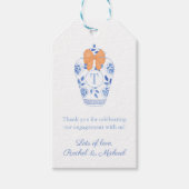 モノグラムジンジャージャールオレンジボウウェディングシャワー ギフトタグ (正面)