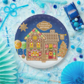 モノグラムジンジャーブレッドハウスクリスマスクッキーキャンディ ペーパープレート (パーティー)