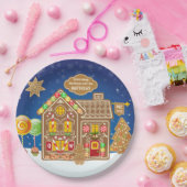 モノグラムジンジャーブレッドハウスクリスマスクッキーキャンディ ペーパープレート (パーティー)