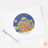 モノグラムジンジャーブレッドハウスクリスマスクッキーキャンディ ラウンドシール (封筒)