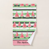 モノグラムスイカピンクグリーンホワイトブラック バスタオルセット (ハンドタオル)