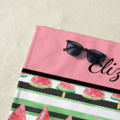 モノグラムスイカピンクグリーンホワイトブラック ビーチタオル (インサイチュ)