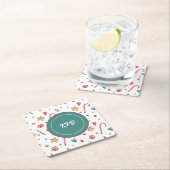 モノグラムスイートキャンディパターンスクエア紙コースター スクエアペーパーコースター (インサイチュ)