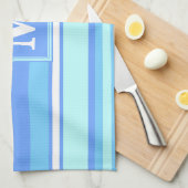 モノグラムスカイブルーストライプ キッチンタオル (四つ折り)